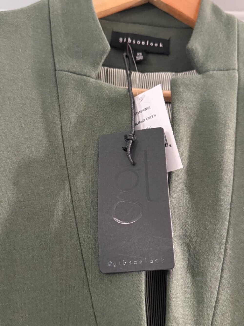 Gibson Gibsonlook Notch Label Knit Blazer Moss Green NWT XS - Picture 3 of 4